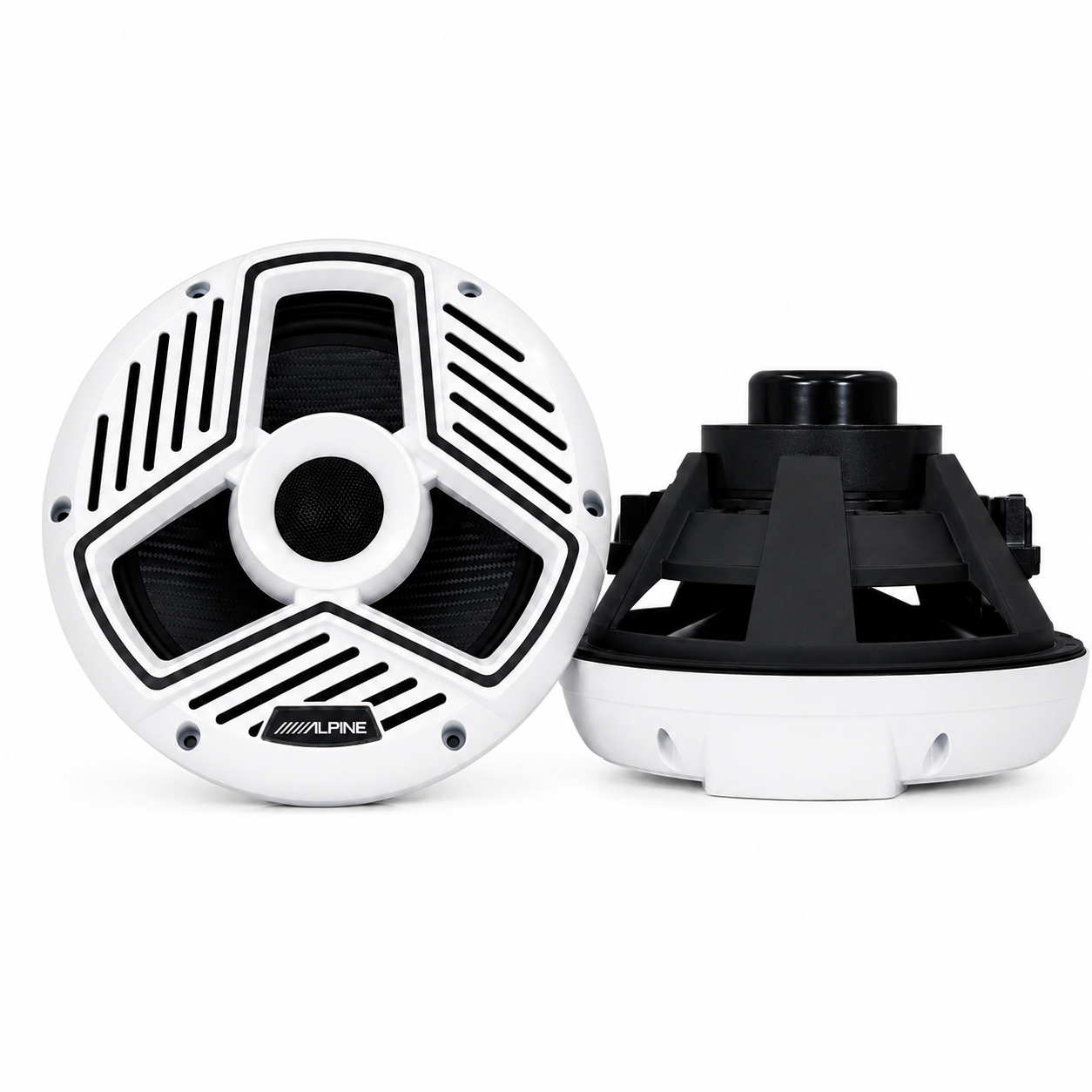 Alpine MRN-S88-LW, 8.8" Marine 2-Way Coaxial Speakers w/ LED Grille - White