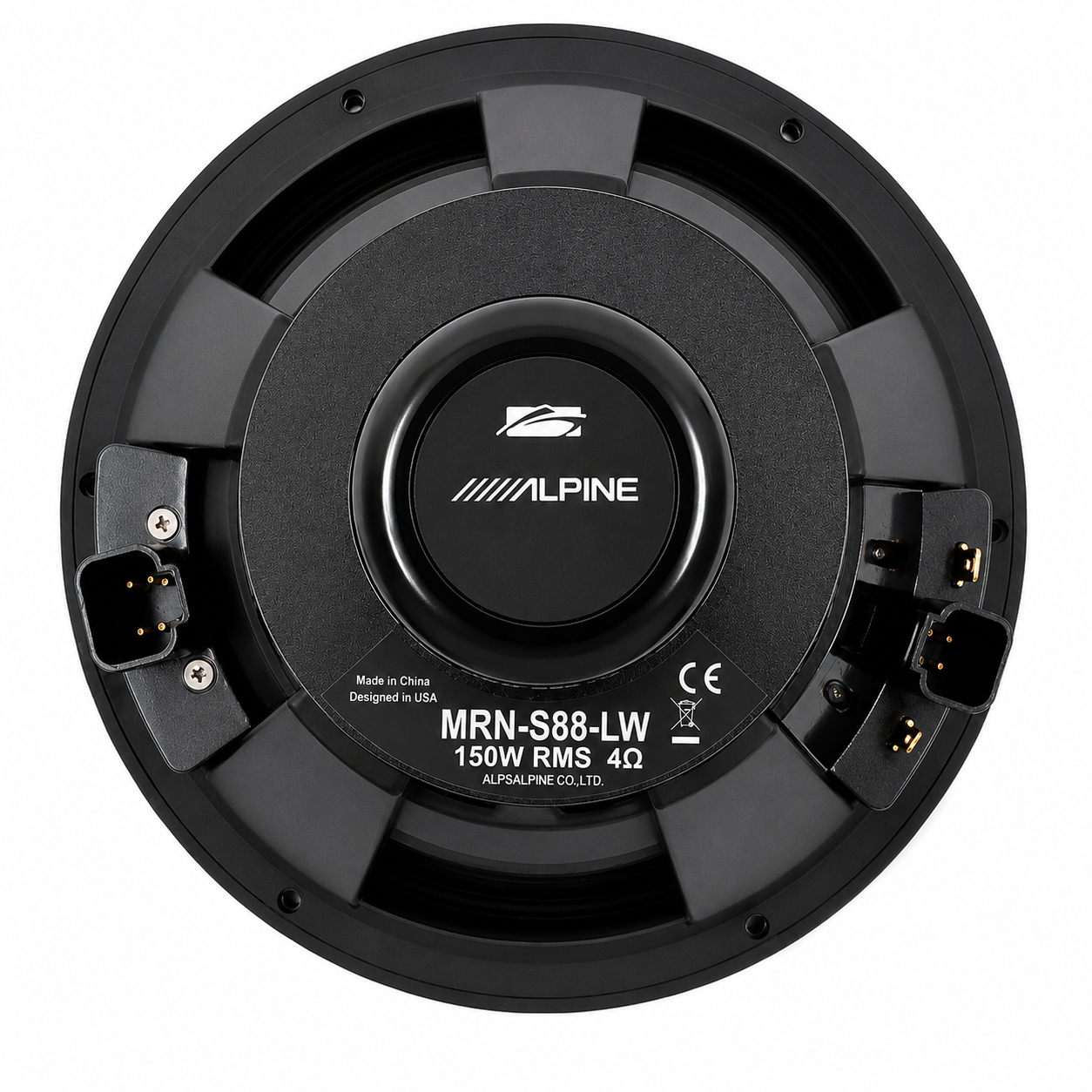 Alpine MRN-S88-LW, 8.8" Marine 2-Way Coaxial Speakers w/ LED Grille - White