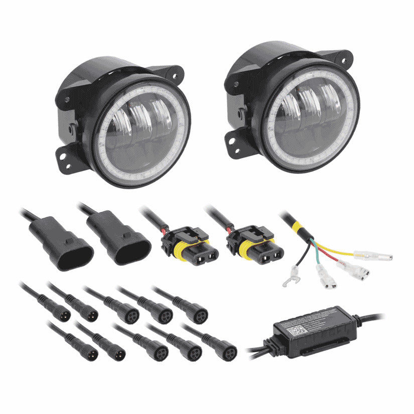 Metra JP-702RGBFL, 4" LED Fog Lights with RGB Halo - Fits Select Jeep® Wrangler