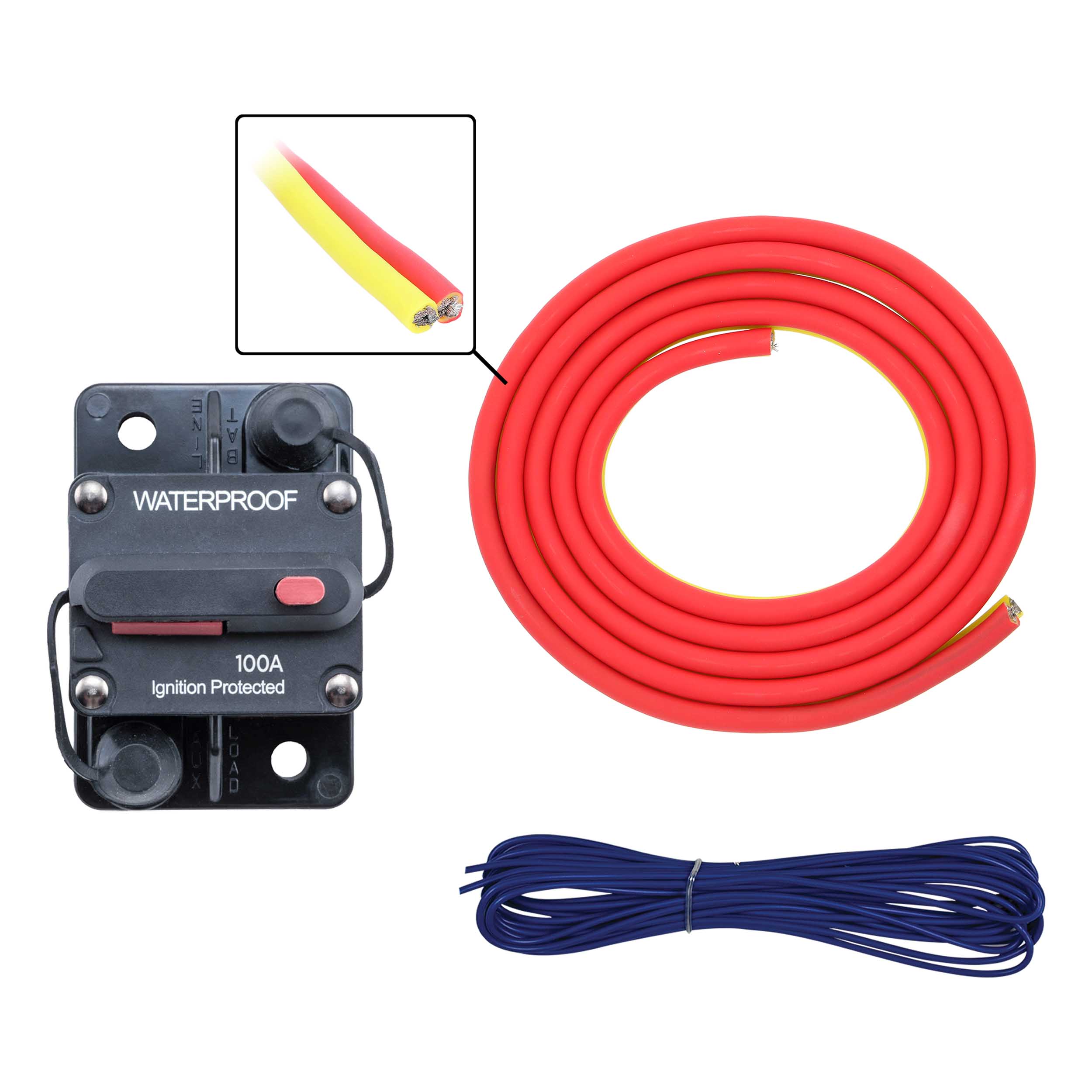 Metra ML-AK4-20, 4 AWG Marine Amp Kit - 20ft. w/ Circuit Breaker