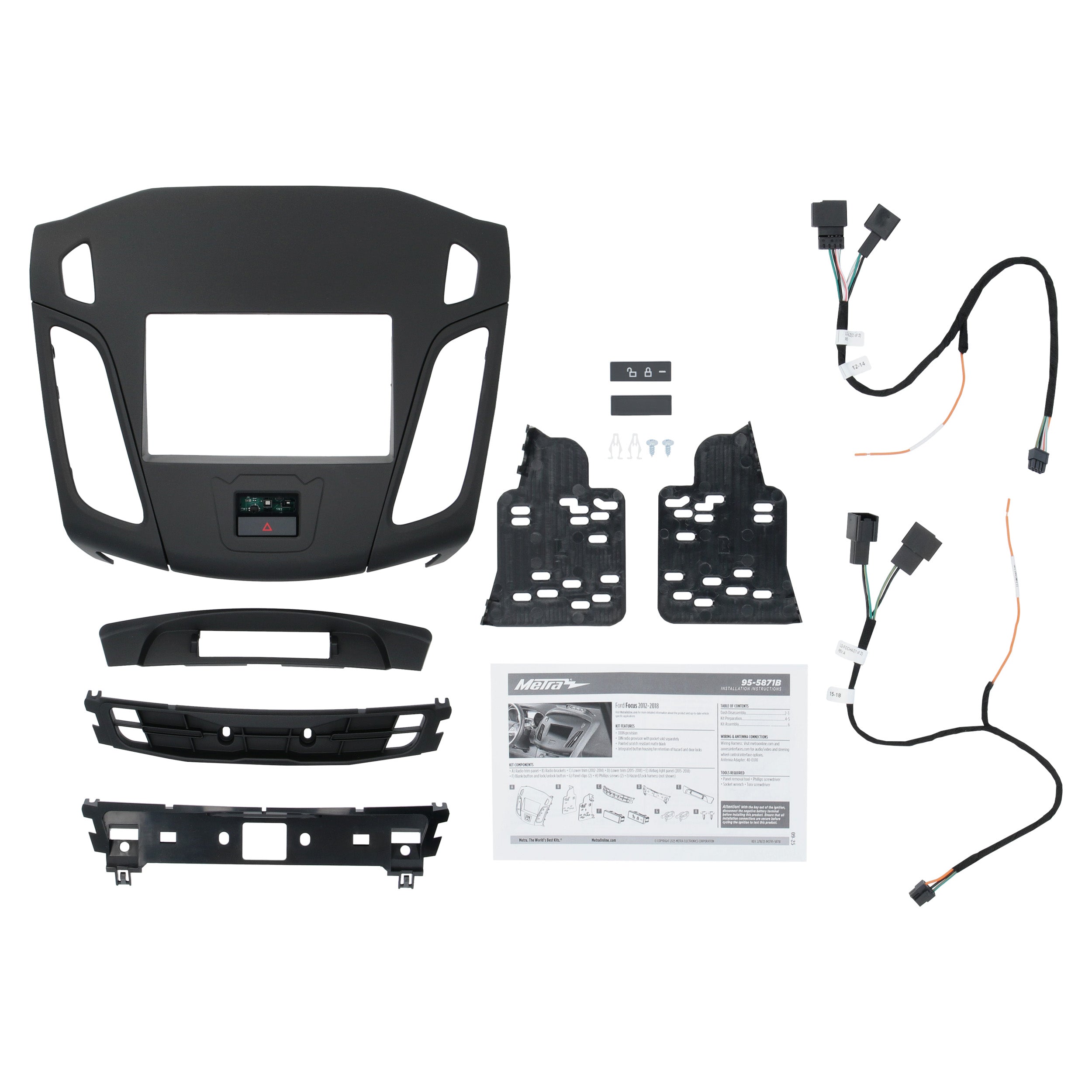 Metra 95-5871B, Double DIN Radio Installation Dash Kit for Select FORD FOCUS 2012-2018