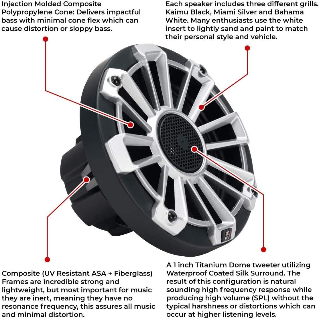 MB Quart NP1-116, Nautic Premium 6.5" Coaxial Marine Speakers - 3 Grille Colors Included