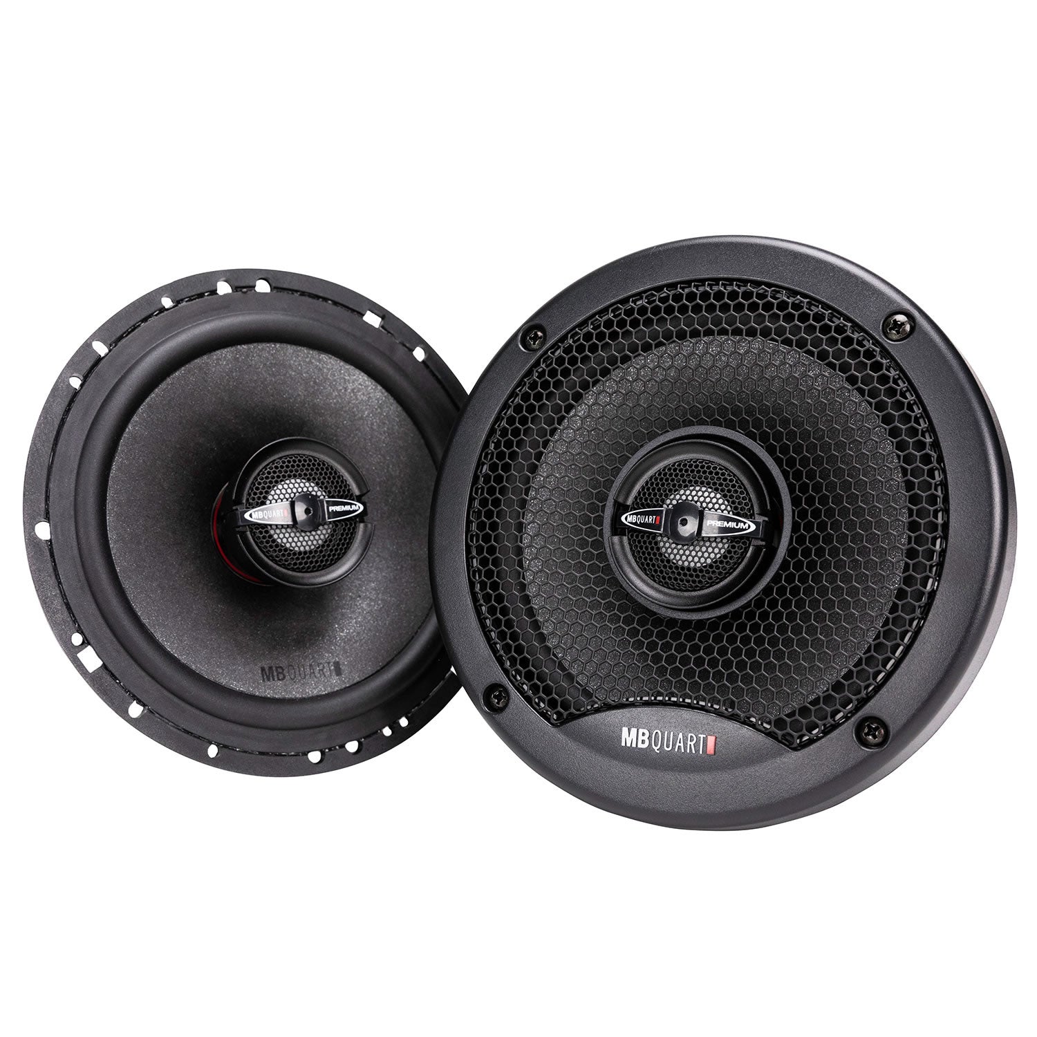 MB Quart PK1-116, Premium 6.5" 2-Way Coaxial Speakers With Grills, 220 Watts