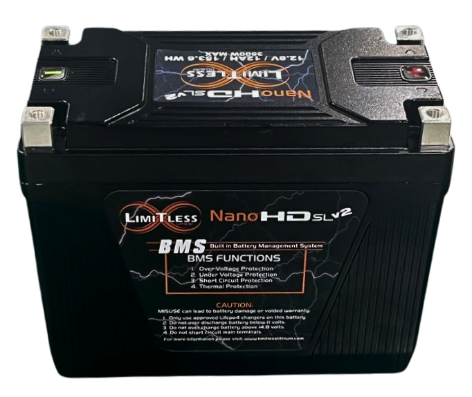 Limitless NSL-12AHV2, Nano Slim V2 12AH 3000W Motorcycle/Powersports Battery