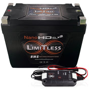Limitless NSL-12AHV2/MTN, Nano Slim V2 12AH 3000W Motorcycle/Powersports Battery Combo w/ SV Maintainer