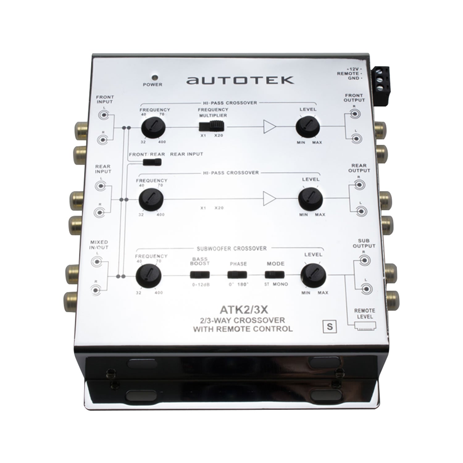 Autotek ATK2/3X, 2-Way/3-Way Active Crossover With Bass Remote