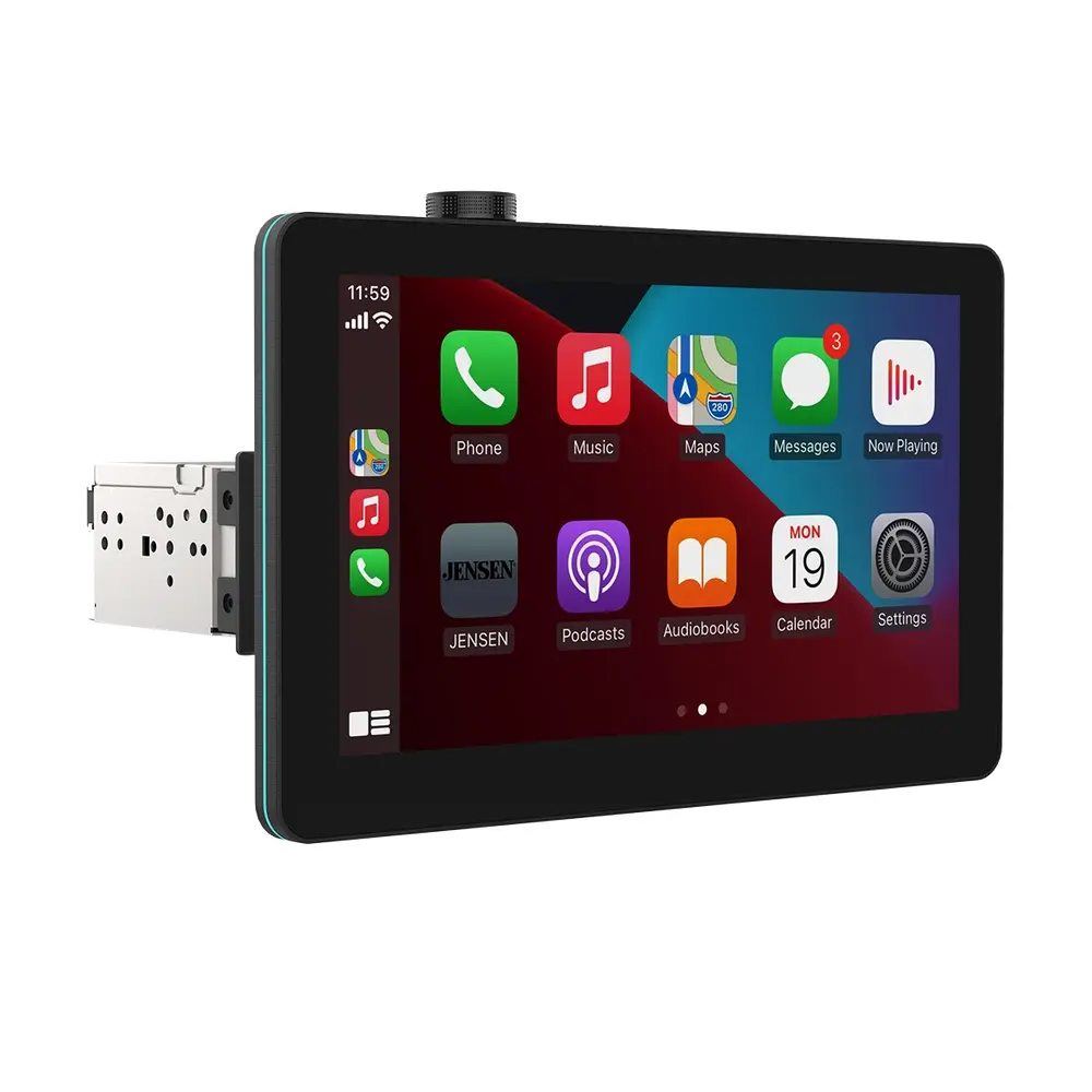 Jensen CAR10TC, 10.1" Floating Screen Touchscreen Double DIN Digital Multimedia Receiver w/ Wireless Apple CarPlay & Android Auto