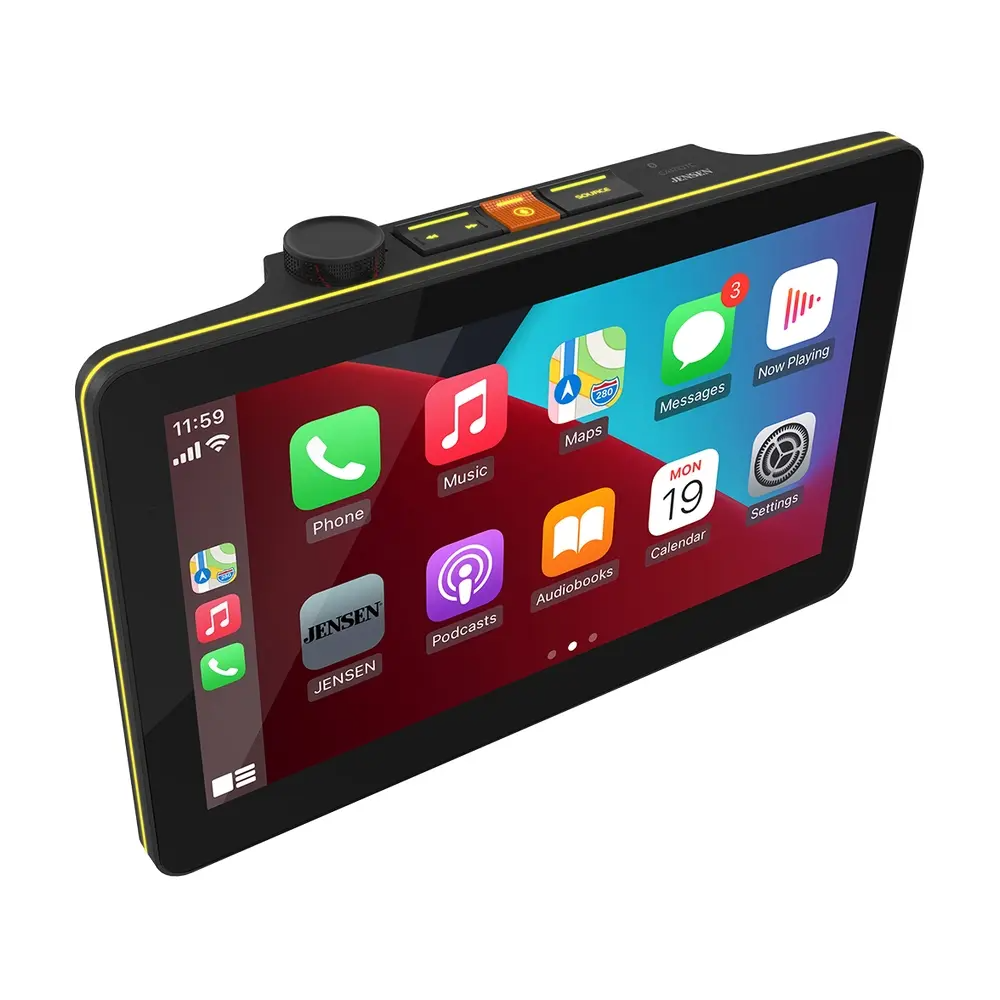 Jensen CAR10TC, 10.1" Floating Screen Touchscreen Double DIN Digital Multimedia Receiver w/ Wireless Apple CarPlay & Android Auto