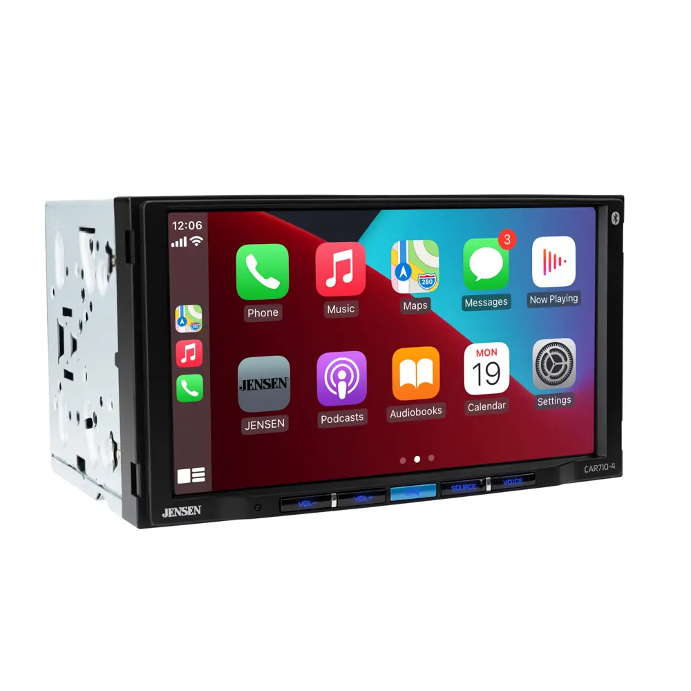 Jensen CAR710-4BC, 7" Touchscreen Double DIN Digital Multimedia Receiver w/ Apple CarPlay & Android Auto - Includes Backup Camera