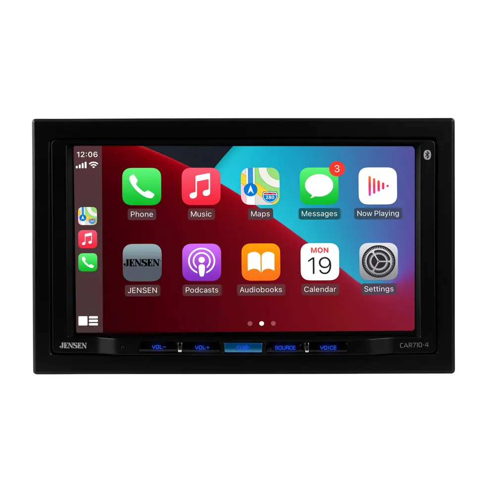 Jensen CAR710-4BC, 7" Touchscreen Double DIN Digital Multimedia Receiver w/ Apple CarPlay & Android Auto - Includes Backup Camera