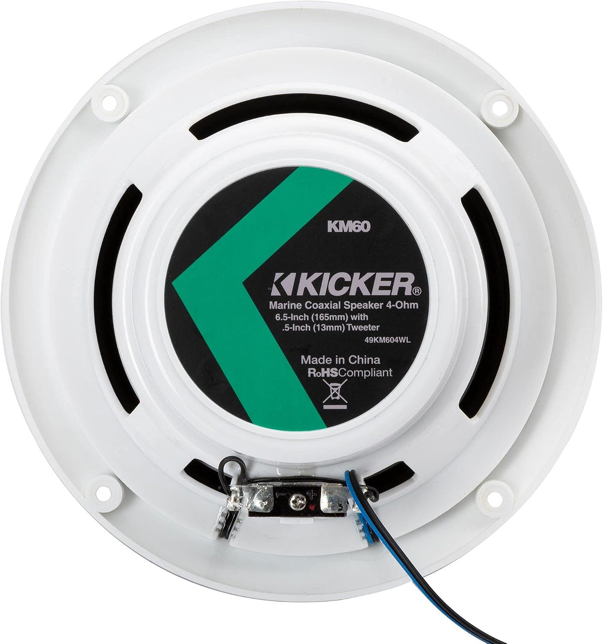 Kicker KM604WL, KM 6.5" 2-Way Coaxial Marine Speakers White w/ Blue LED (49KM604WL) (OB)