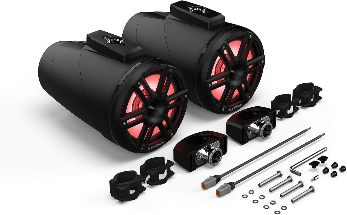 Rockford Fosgate M2WL-8HB, M2 Series 8" Color Optix Horn Wake Tower Speakers - Black & Stainless Grille - 1200W