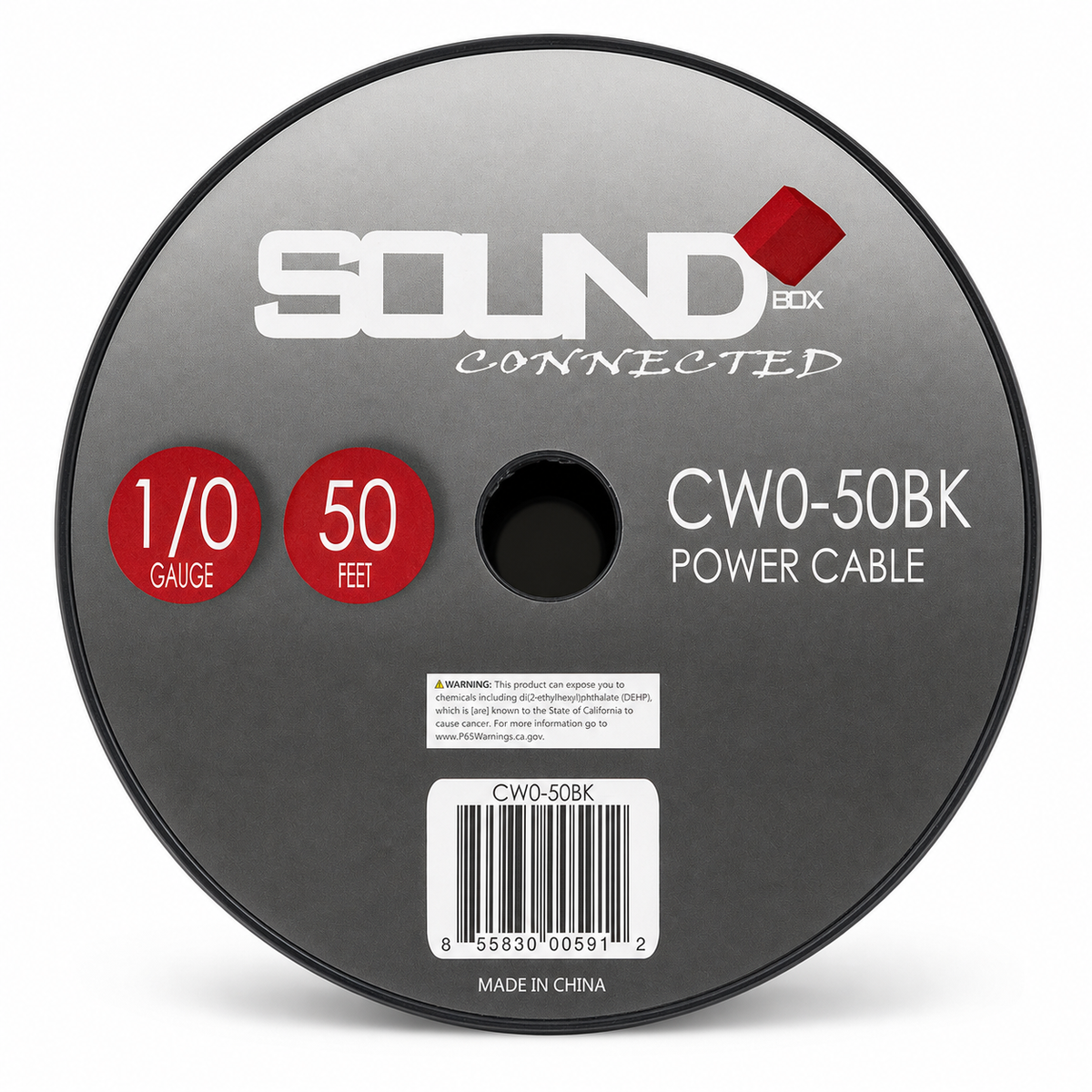 SoundBox CW0-50BK, 0 Gauge 50' CCA Amplifier Power / Ground Wire Spool, Black
