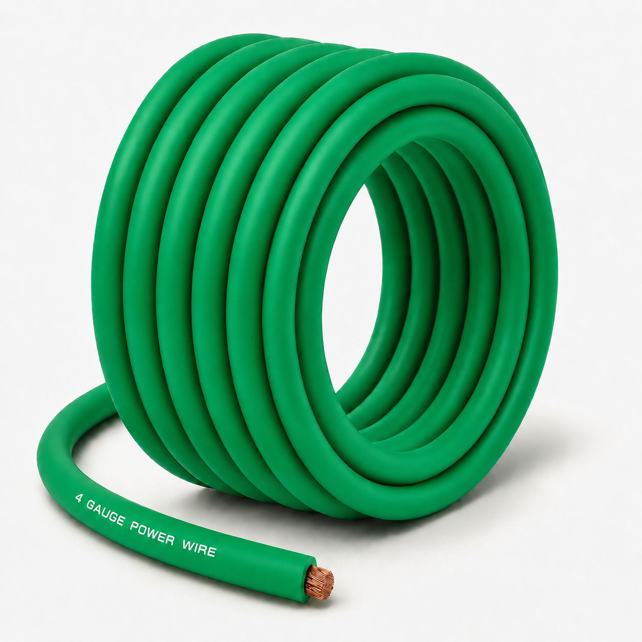 SoundBox CW4-25GR, 4 Gauge CCA Battery Power / Ground Wire Roll - 25 Ft, Green
