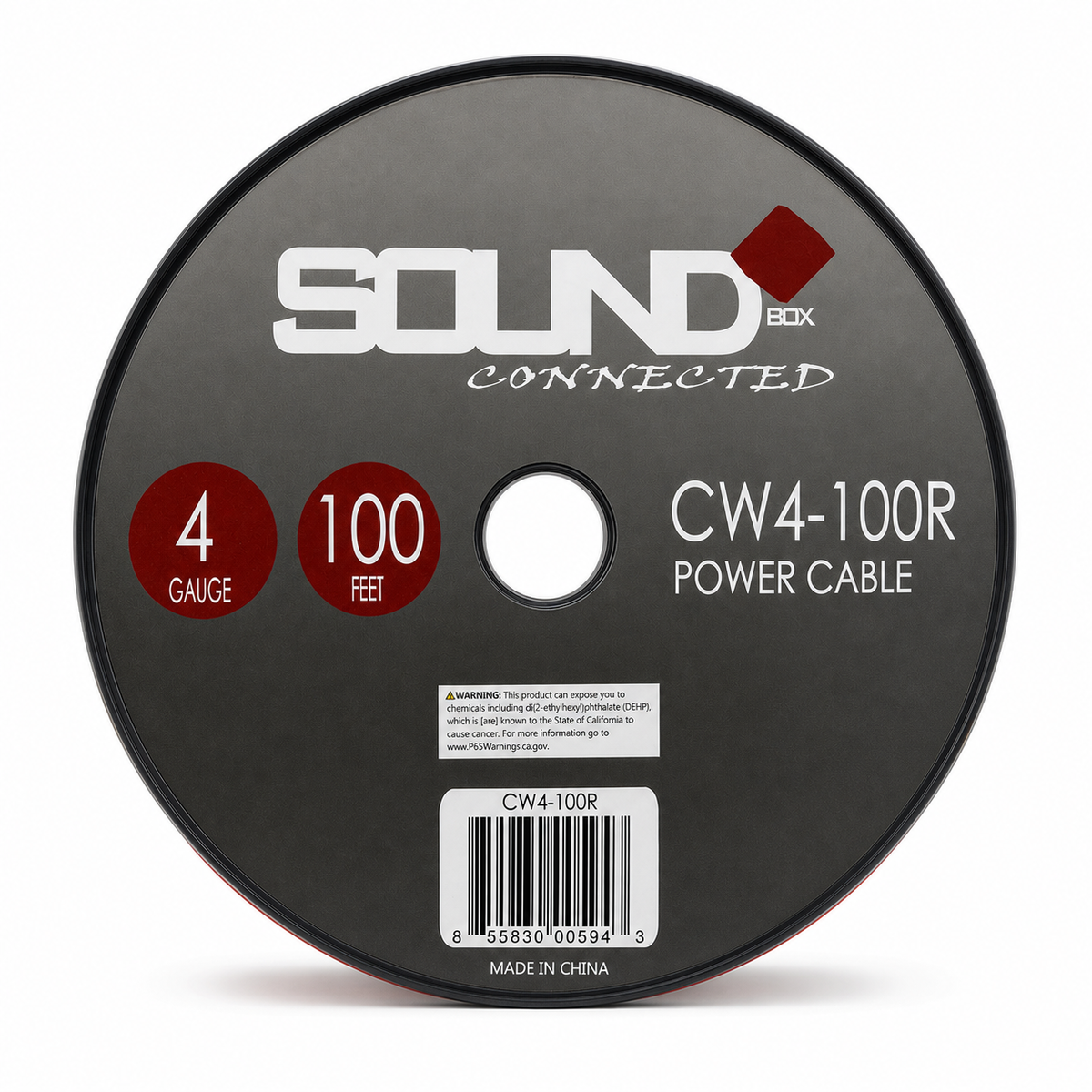 SoundBox CW4-100R, 4 Gauge 100' CCA Amplifier Power / Ground Wire Spool, Red