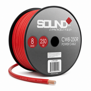 SoundBox CW8-250R, 8 Gauge 250' CCA Amplifier Power / Ground Wire Spool, Red