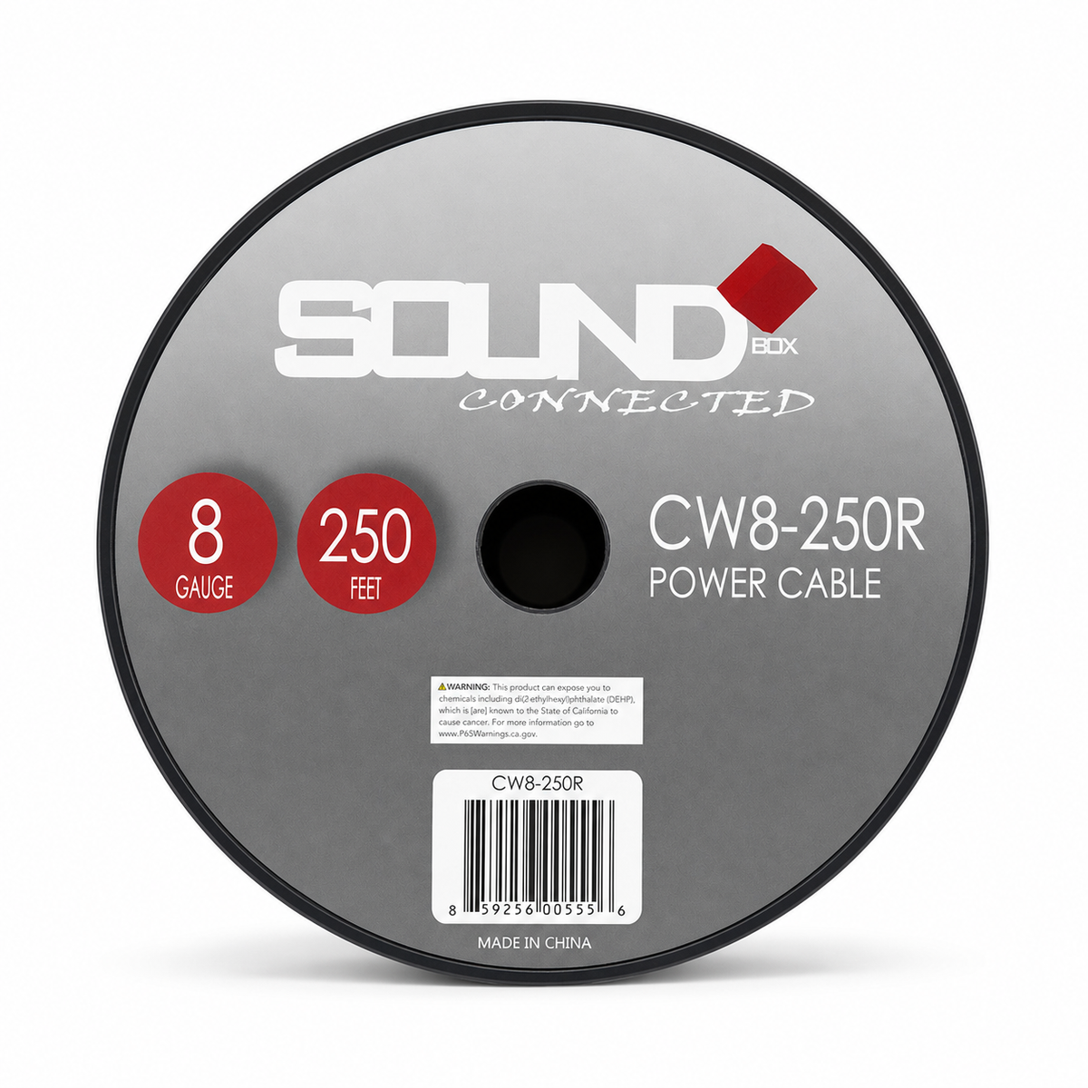 SoundBox CW8-250R, 8 Gauge 250' CCA Amplifier Power / Ground Wire Spool, Red