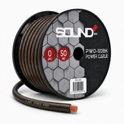 SoundBox PW0-50BK, 0 Gauge 50' Copper Amplifier Power / Ground Wire Spool, Black