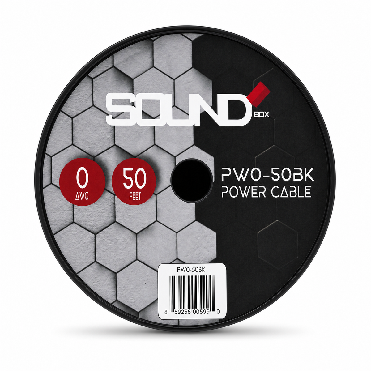 SoundBox PW0-50BK, 0 Gauge 50' Copper Amplifier Power / Ground Wire Spool, Black