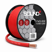 SoundBox PW0-50R, 0 Gauge 50' Copper Amplifier Power / Ground Wire Spool, Red