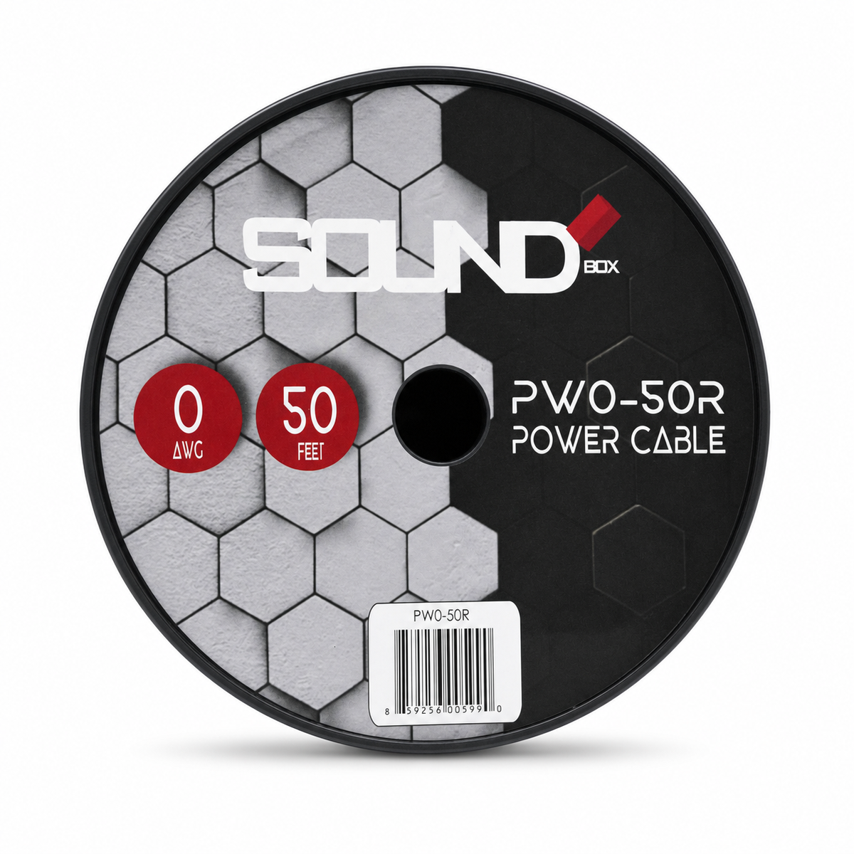 SoundBox PW0-50R, 0 Gauge 50' Copper Amplifier Power / Ground Wire Spool, Red