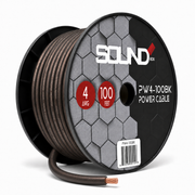 SoundBox PW4-100BK, 4 Gauge 100' Copper Amplifier Power / Ground Wire, Black