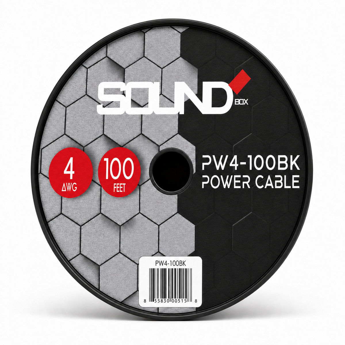 SoundBox PW4-100BK, 4 Gauge 100' Copper Amplifier Power / Ground Wire, Black