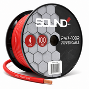 SoundBox PK4-100R, 4 Gauge 100' Copper Amplifier Power / Ground Wire, Red