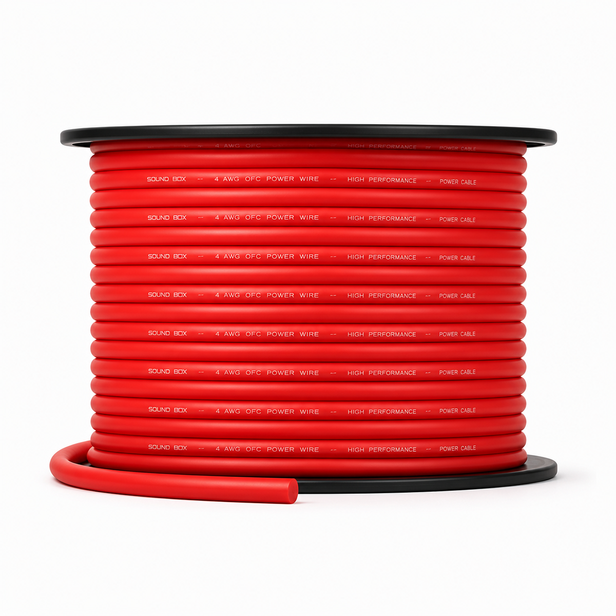 SoundBox PK4-100R, 4 Gauge 100' Copper Amplifier Power / Ground Wire, Red