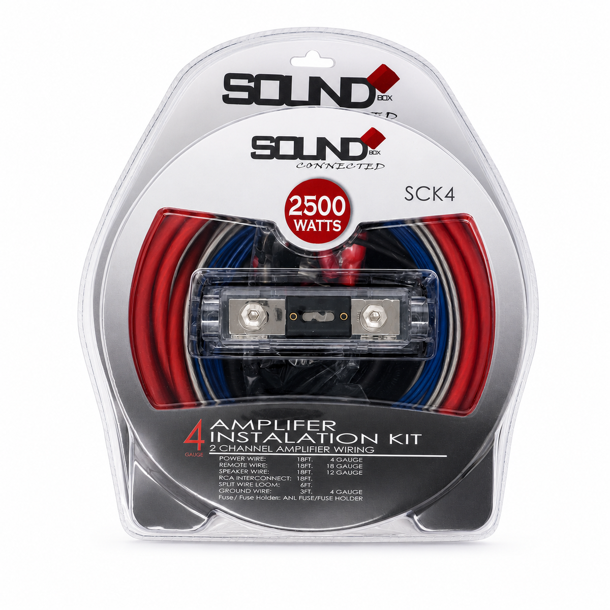 SoundBox SCK4, 4 Gauge CCA Complete Amplifier Install Wiring Kit - 2500W Peak