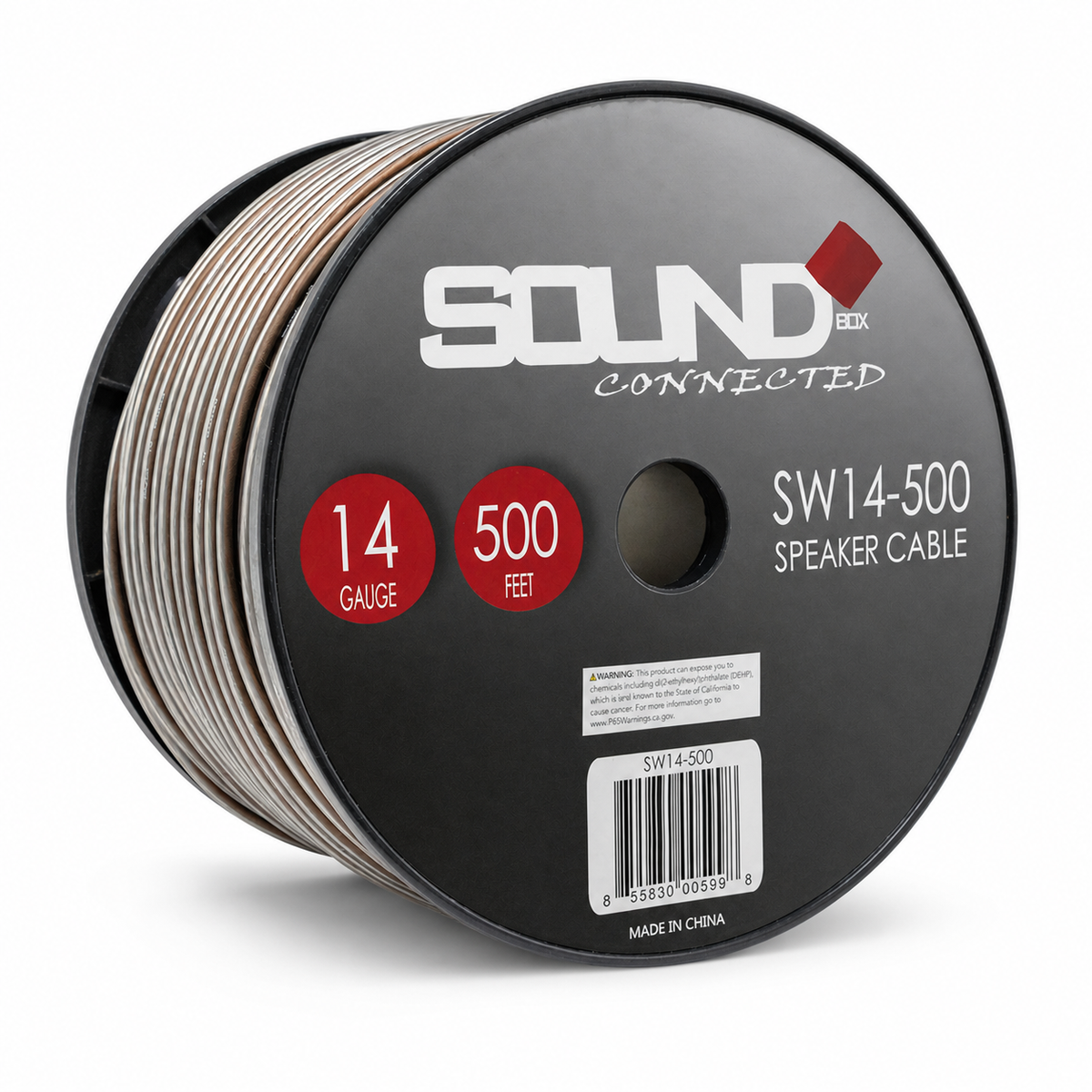 SoundBox SW14-500, 14 Gauge Home / Car Speaker Wire Spool - 500'