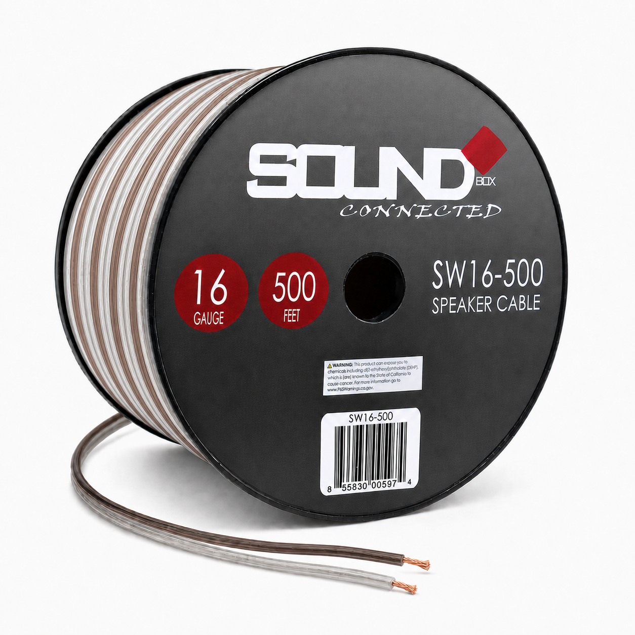 SoundBox SW16-500, 16 Gauge CCA Speaker Wire Spool - 500 Ft