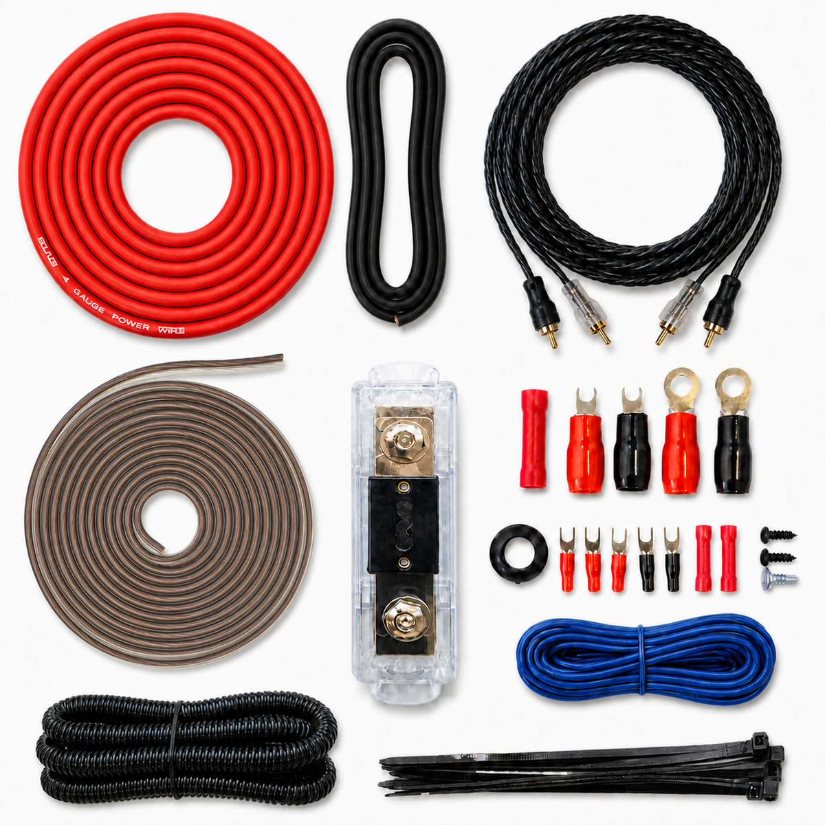 SoundBox TCK4, 4 Gauge OFC Copper Complete Amplifier Install Wiring Kit -  3500W