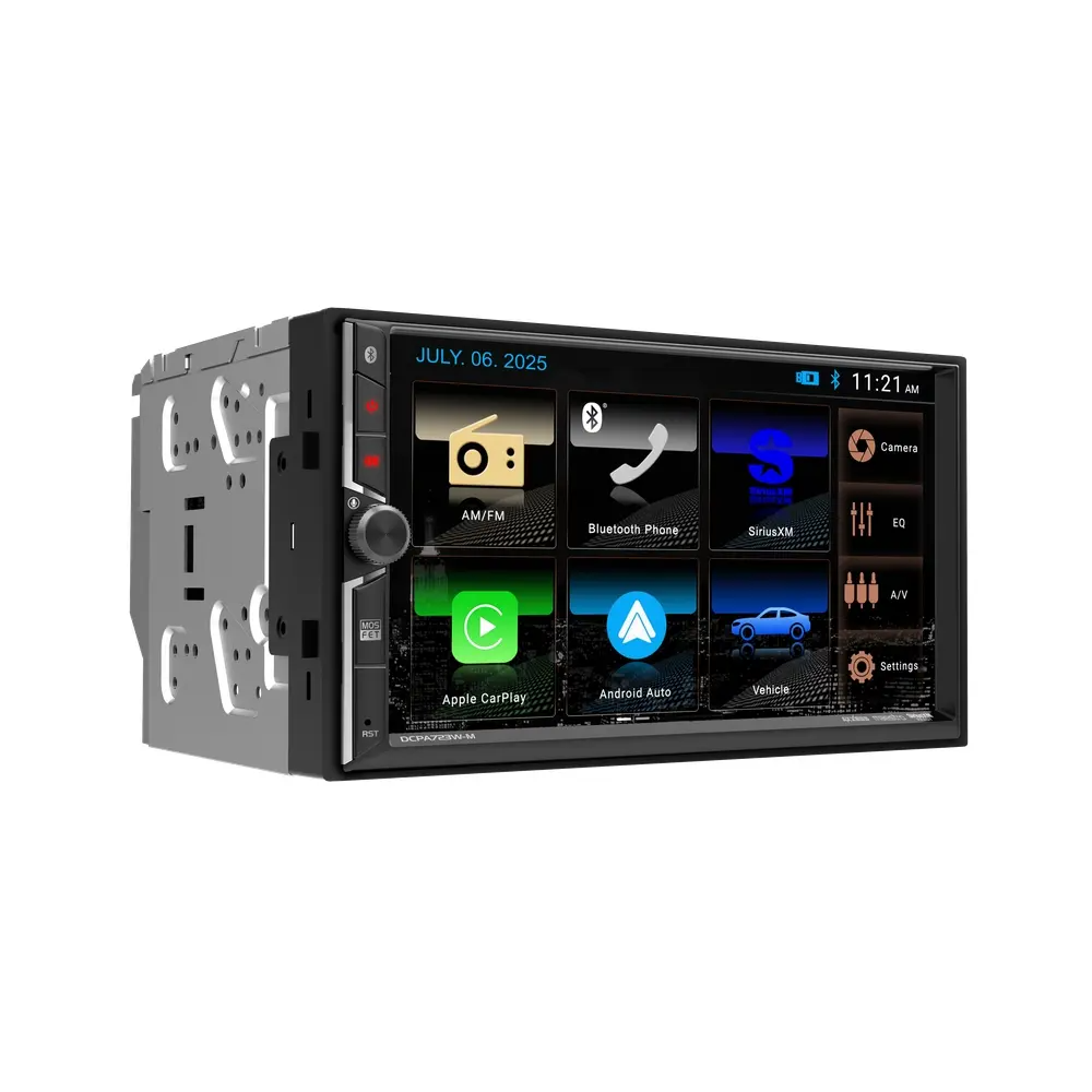 Dual DCPA723W-M, 7" Touchscreen Double DIN Digital Multimedia Receiver w/ Wireless Apple CarPlay & Android Auto, Maestro Support