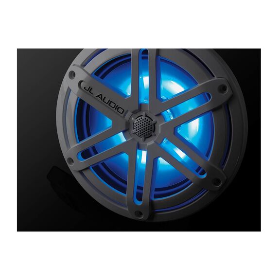 JL Audio MX770-CCX-SG-TLD-B, MX Series Narrow Flange 7.7" Marine Cockpit Coaxial Speakers With LED, Infinite Baffle, Titanium/Black Sport  Grille, 70W