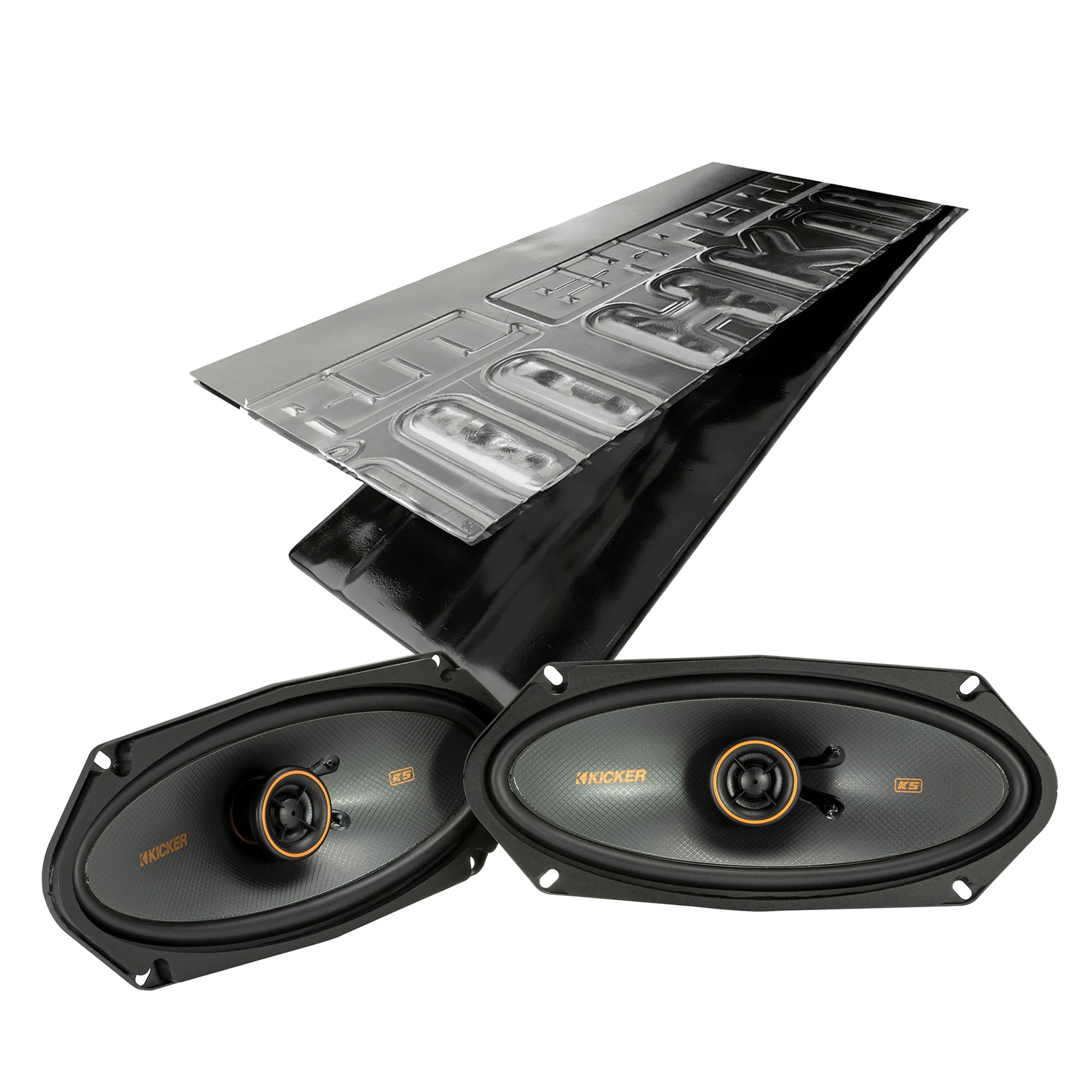 Kicker KSC4100, KS Series 4x10" 2-Way 4 Ohm Coaxial Speakers + Damping Kit Bundle