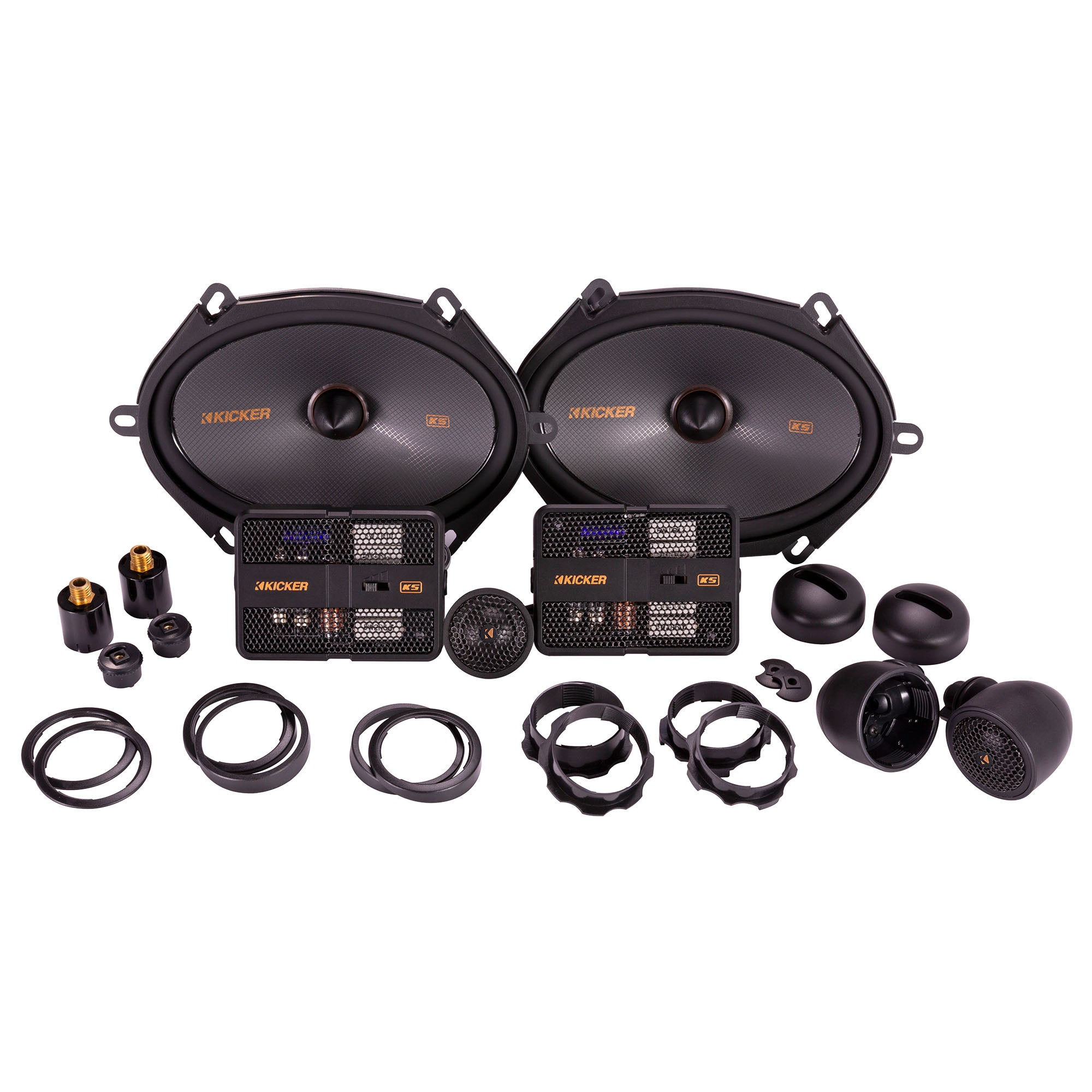 Kicker KSS6804, KS Series 6x8" 2-Way 4 Ohm Component Speakers + Damping Kit Bundle
