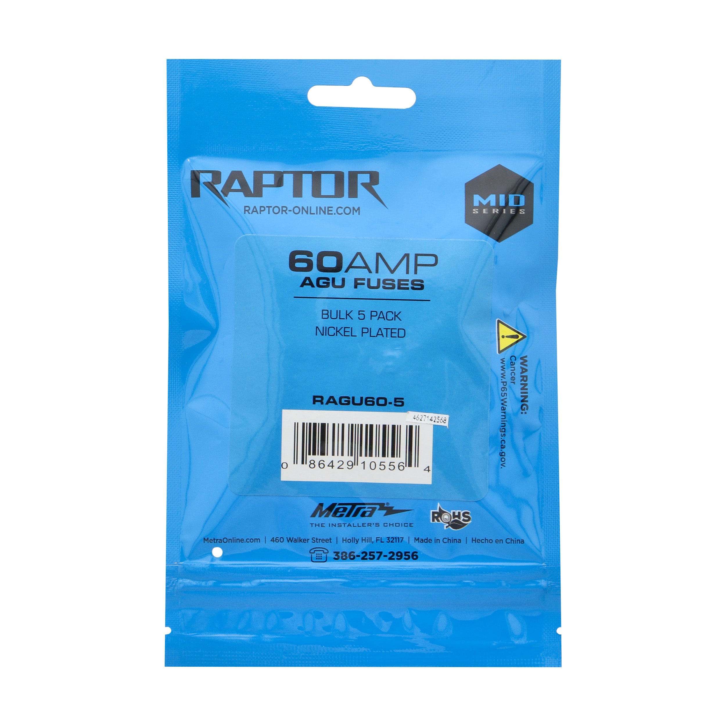 Raptor RAGU60-5, (5)Fuses AGU 60 Amp