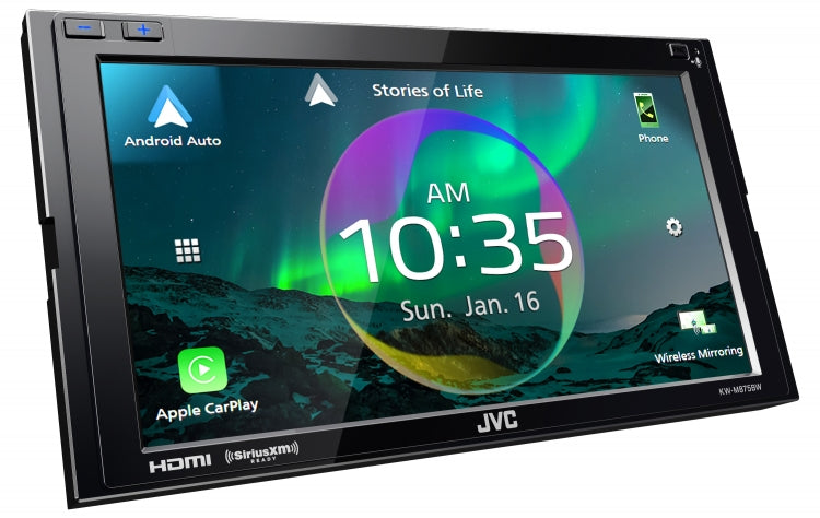 JVC KW-M875BW, 6.8" Double Din Digital Multimedia Receiver w/ Wireless CarPlay & Android Auto Capabilities