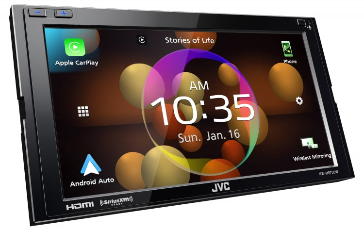 JVC KW-M875BW, 6.8" Double Din Digital Multimedia Receiver w/ Wireless CarPlay & Android Auto Capabilities