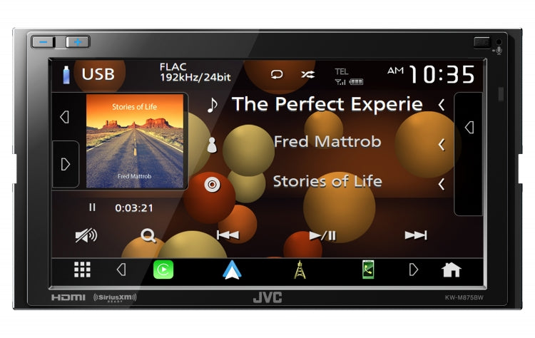 JVC KW-M875BW, 6.8" Double Din Digital Multimedia Receiver w/ Wireless CarPlay & Android Auto Capabilities
