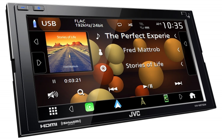 JVC KW-M875BW, 6.8" Double Din Digital Multimedia Receiver w/ Wireless CarPlay & Android Auto Capabilities
