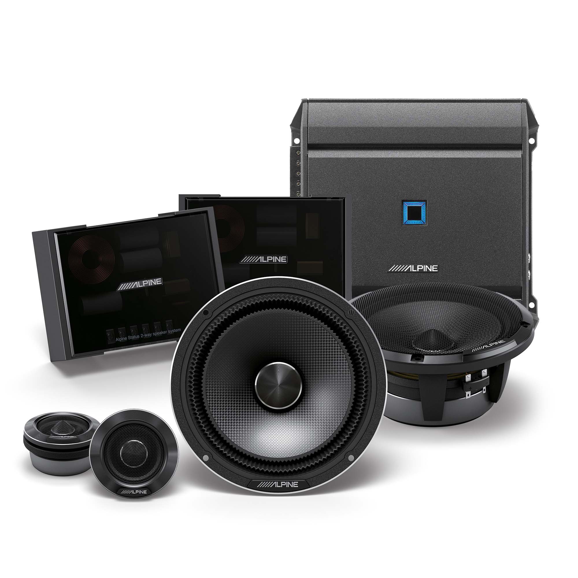 Alpine HDZ-65C, Status Series Hi-Res 6.5" 2-Way Component Speakers + S-A32F 320W 4-Channel Amplifier Bundle