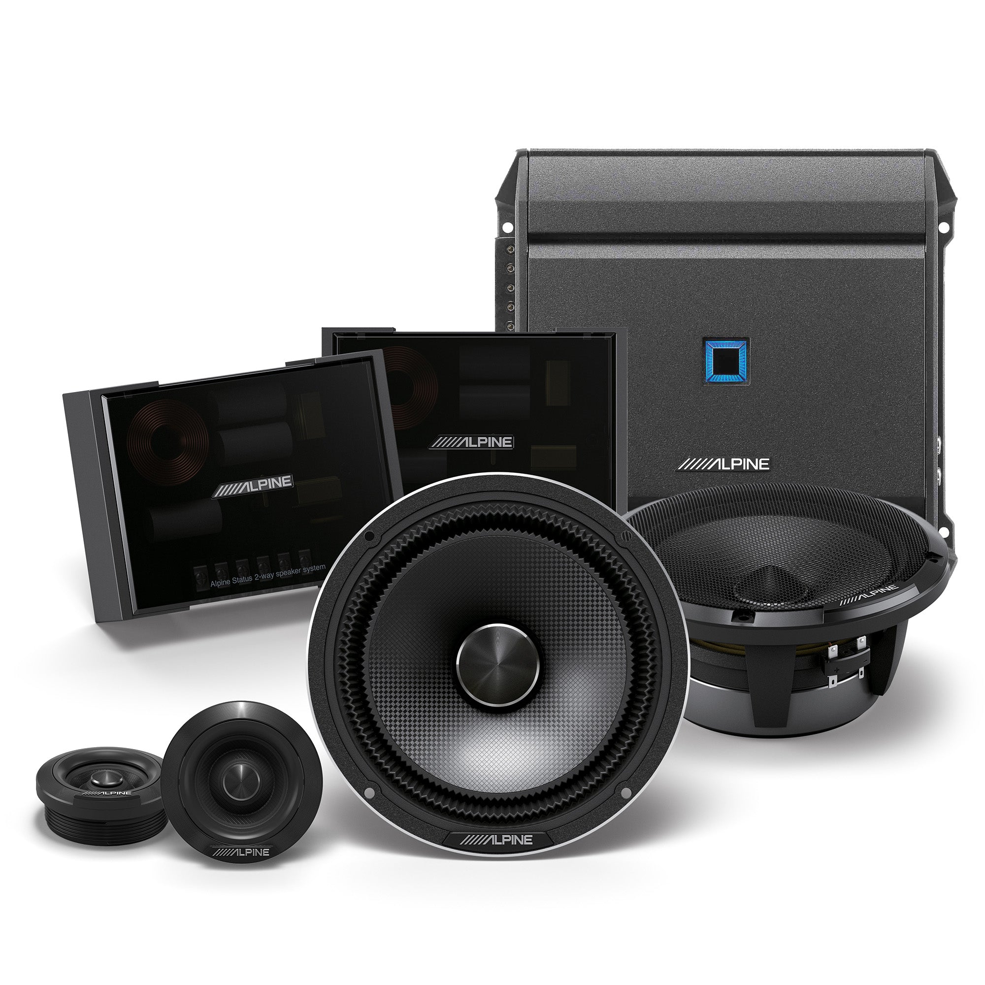 Alpine HDZ-65CS, Status Series Hi-Res 6.5" 2-Way Component Speakers + S-A32F 320W 4-Channel Amplifier Bundle