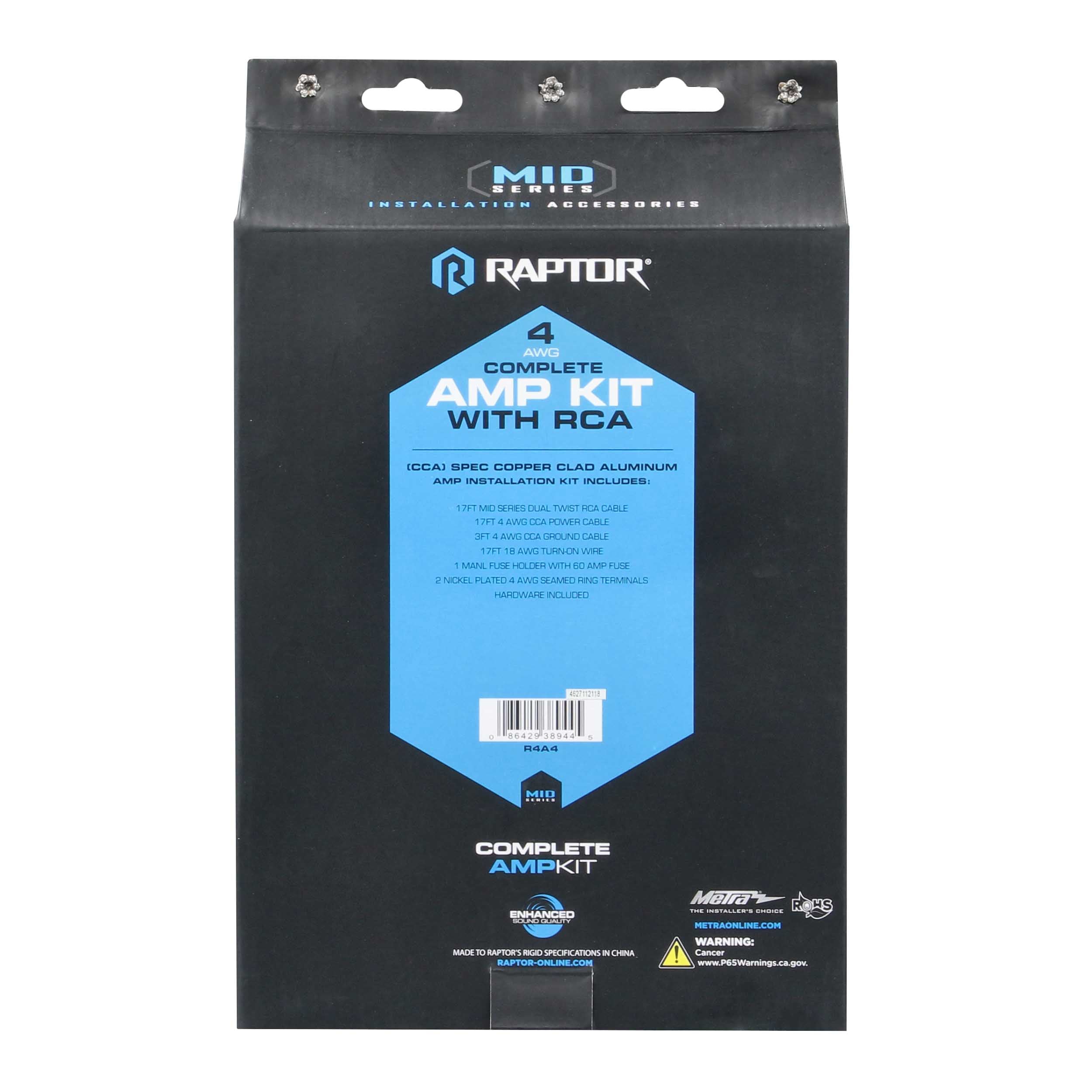 Raptor R4A4, Amp Kit 4ga RCA