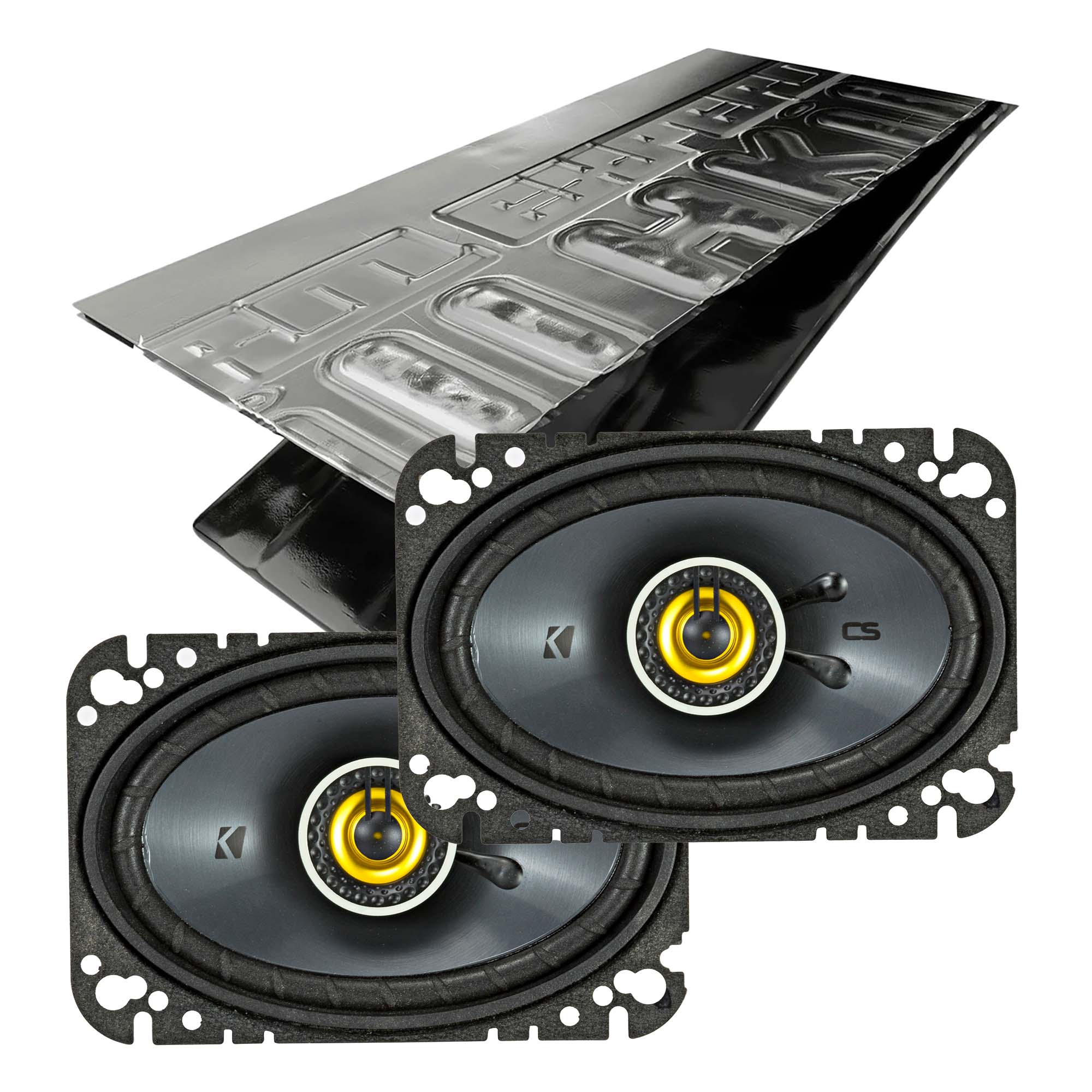 Kicker CSC464, CS Series 4x6" 2 Way Coaxial Car Speakers + Damping Kit Bundle