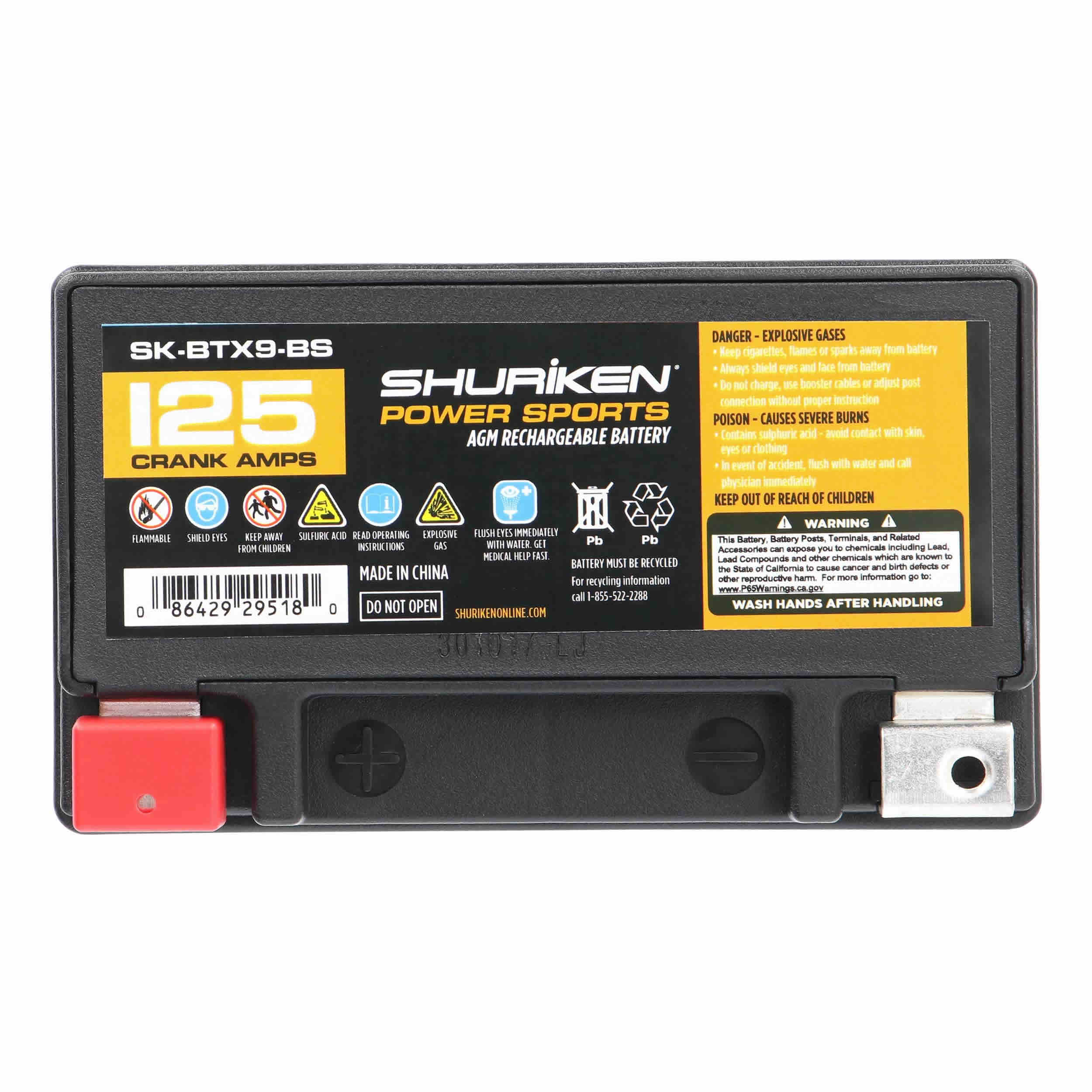 Shuriken SK-BTX9-BS, OE Battery JIS 125CCA/8AH