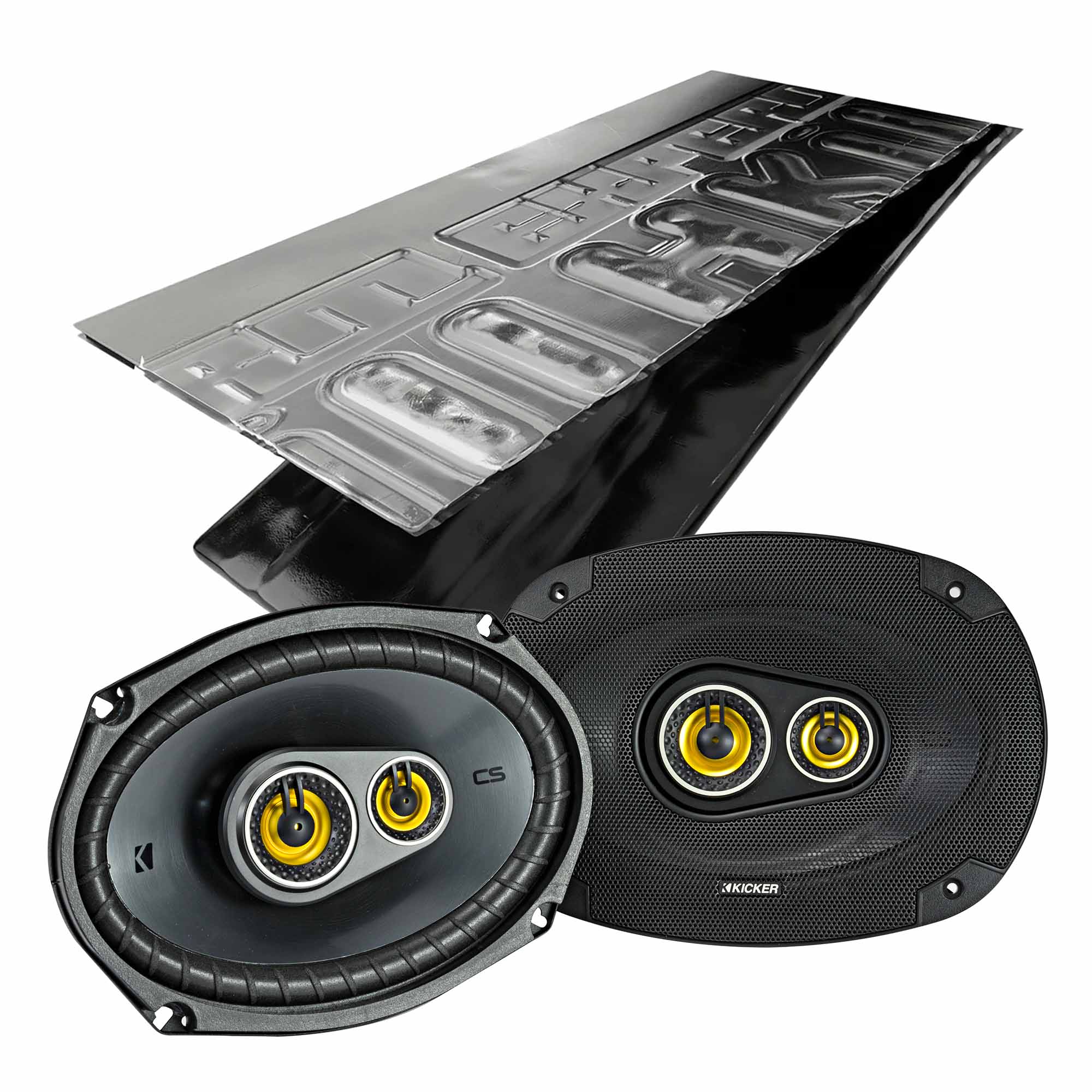Kicker CSC6934, CS Series 6x9" 3 Way Car Speakers + Damping Kit Bundle