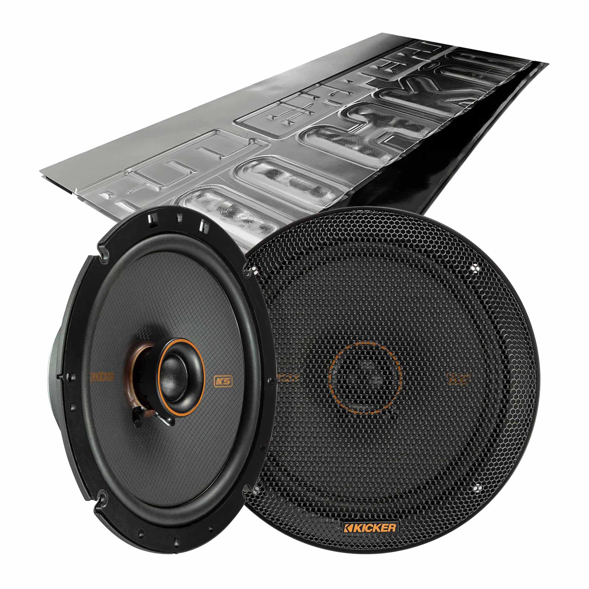 Kicker KSC6704, KS Series 6.75" 2-Way 4 Ohm Coaxial Speakers + Damping Kit Bundle