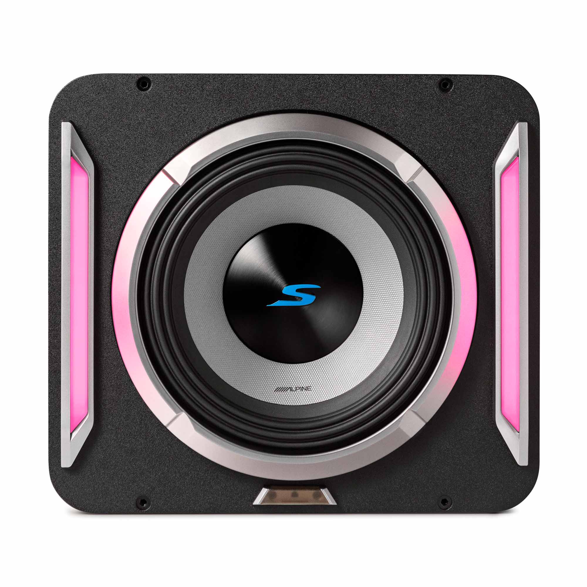 2x Alpine S2-SB8, 8” PrismaLink™ S-Series Subwoofer Wedge Enclosure - Pair + KTX-LK8 Linking Kit